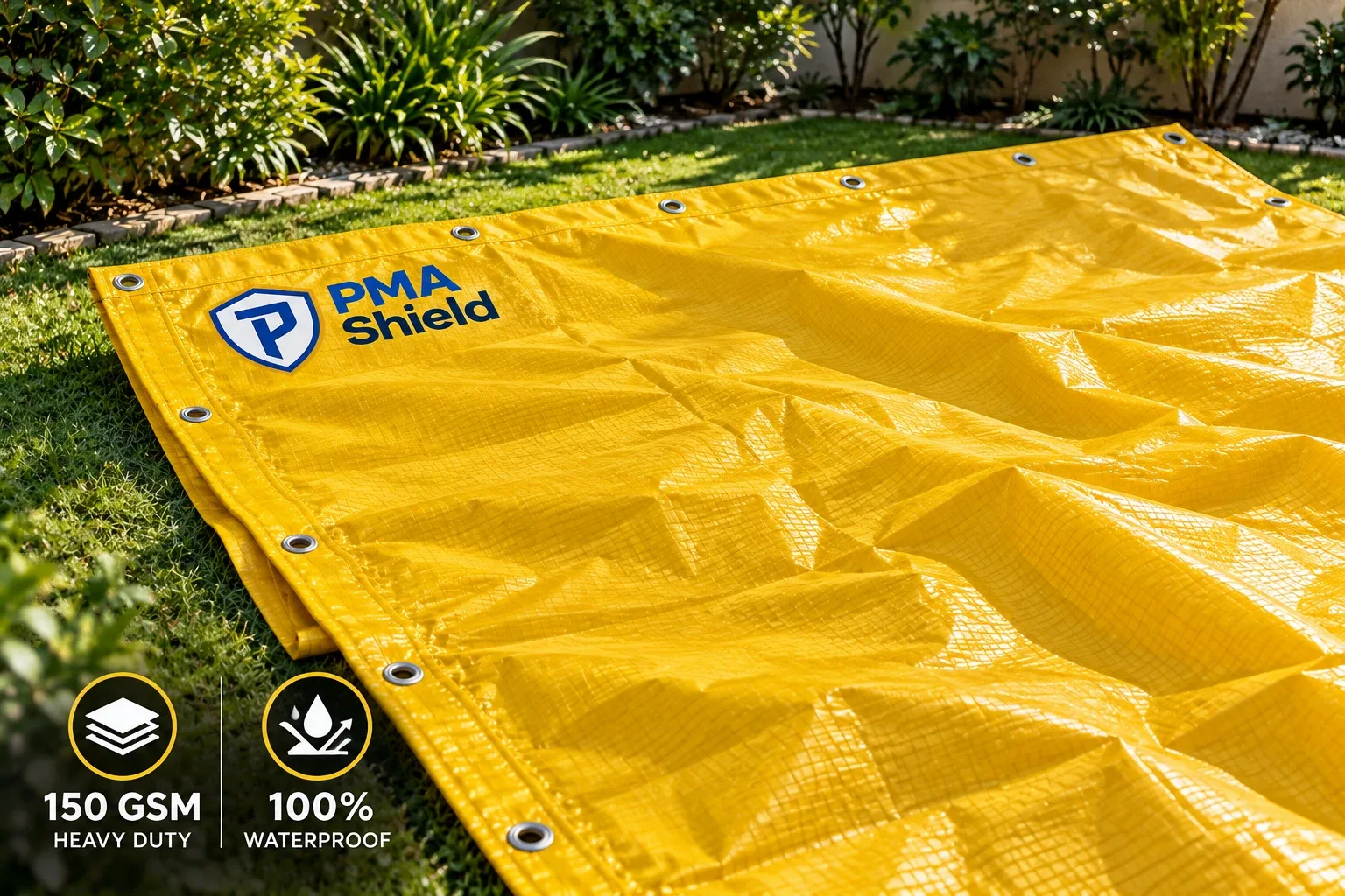 PMA Shield HDPE Tarpaulin, Yellow, 150 GSM Heavy Duty Waterproof