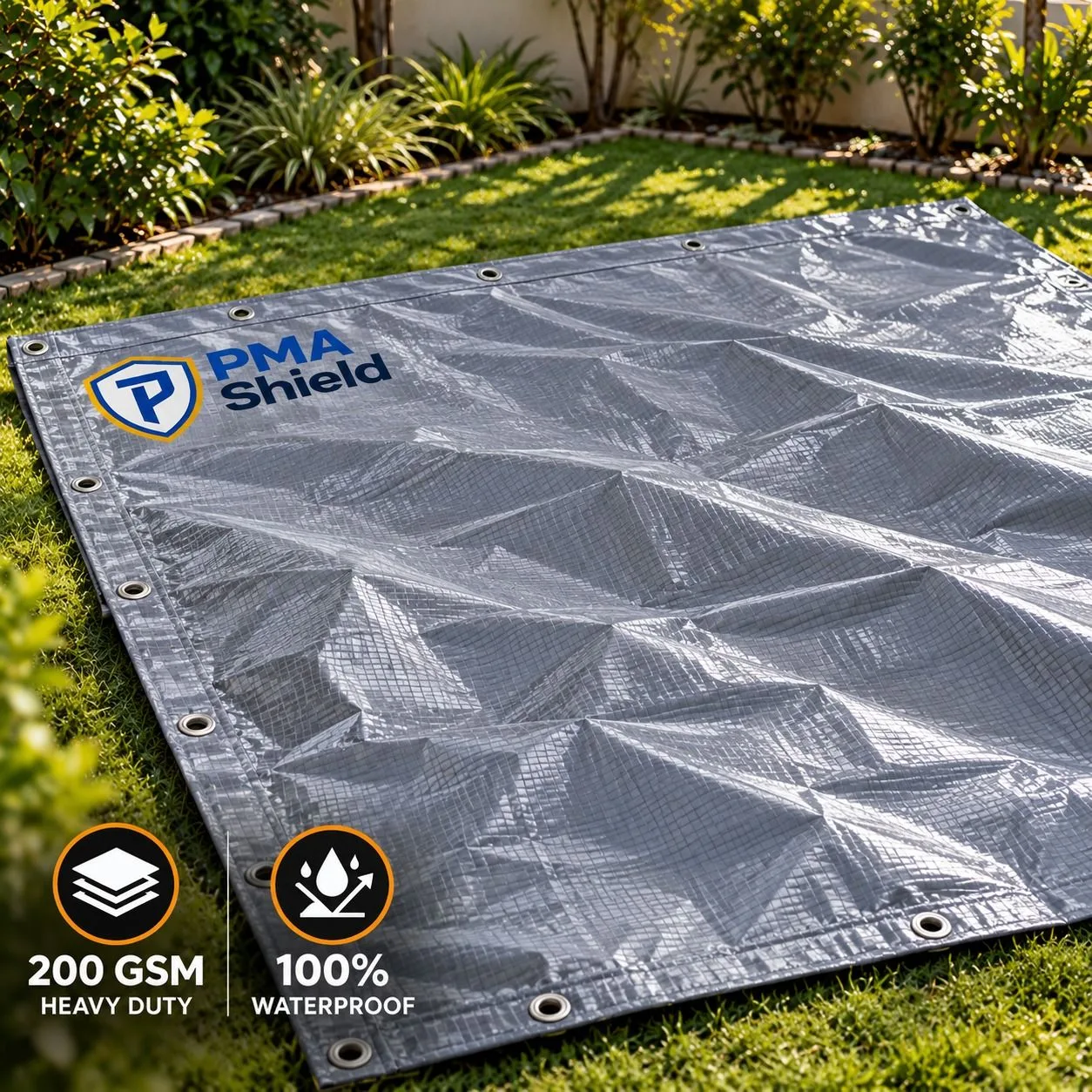 PMA Shield Multilayer Tarpaulin, Grey, 200 GSM Heavy Duty Waterproof